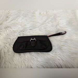 Cole Haan Black Leather Wristlet with Buckle Detail Y2K